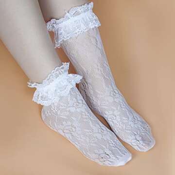 Fengek Lace Ruffle Socks - Stylish & Comfortable Ankle Socks