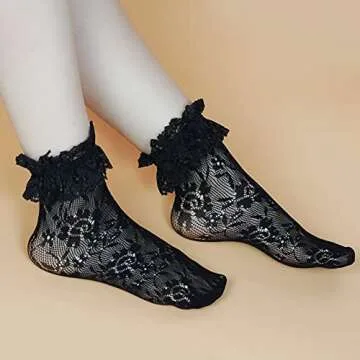 Fengek Lace Ruffle Socks - Stylish & Comfortable Ankle Socks