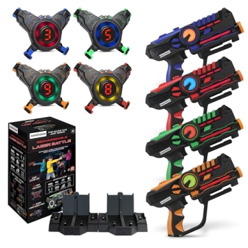 ArmoGear Nerf Guns and Laser Tag Guns Set of 4 - Rechargeable Toy Blasters for Kids and Adults - Ind...