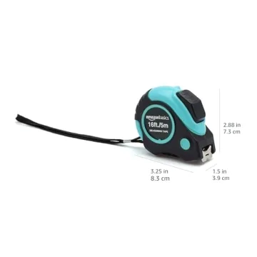 Amazon Basics Tape Measure - 16 Feet, Turquoise