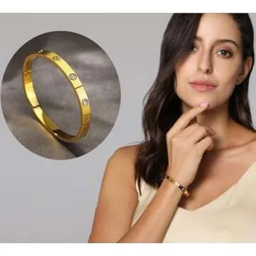 Elegant 18K Gold Plated Love Bangle Bracelet Set