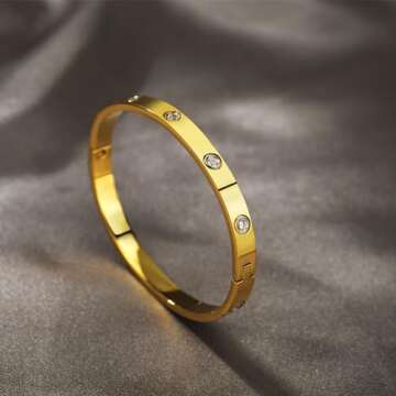 Elegant 18K Gold Plated Love Bangle Bracelet Set