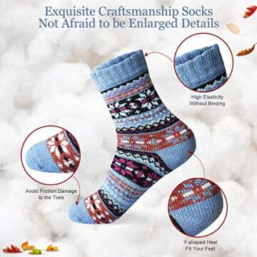 MORECOO Womens Wool Socks - Christmas Gifts for Women - Thick Cozy Winter Socks for Women Soft Warm Casual - Gifts Fuzzy Socks for Women 5 Pairs