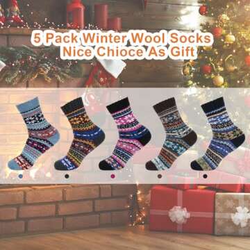 MORECOO Womens Wool Socks - Christmas Gifts for Women - Thick Cozy Winter Socks for Women Soft Warm Casual - Gifts Fuzzy Socks for Women 5 Pairs