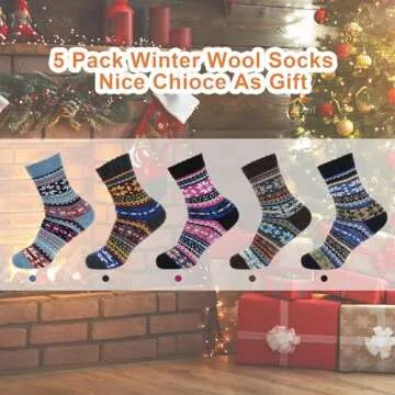 MORECOO Womens Wool Socks - Christmas Gifts for Women - Thick Cozy Winter Socks for Women Soft Warm Casual - Gifts Fuzzy Socks for Women 5 Pairs