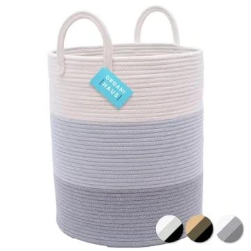OrganiHaus Gray Nursery Laundry Basket – 15x18 Extra Large Hamper for Living Room & Kids