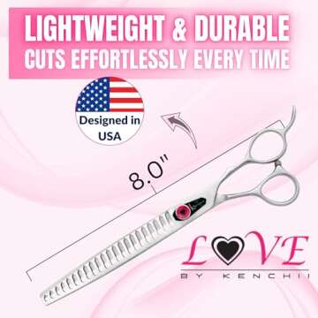 Kenchii Love Dog Grooming Scissors - 22 Tooth Blender Shears for Professional Pet Grooming