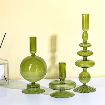 Rtteri 3 Pcs Wavy Glass Taper Candle Holders - Elegant Decor for Home & Events