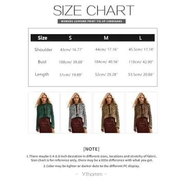 Ythomm Women Leopard Print Bow Tie Cardigan Sweaters Long Sleeve Crewneck Open Front Knit Cardigan Coats Casual Loose Outwear Apricot