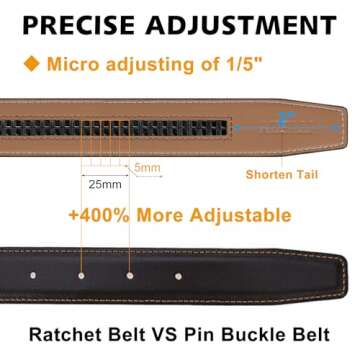 ITIEZY Ratchet Belts for Men - Leather Click Belt for Casual Dress 1 3/8", Mens Adjustable Belt Trim to Fit
