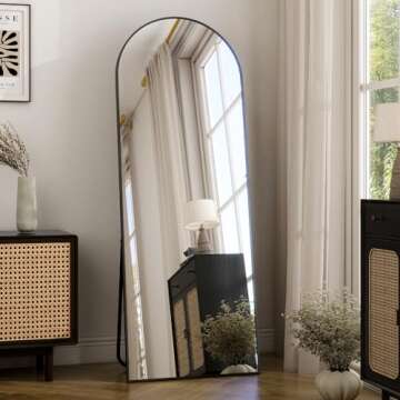 HARRITPURE 58"x18" Arched Full Length Mirror Free Standing Leaning Mirror Hanging Mounted Mirror Alu...