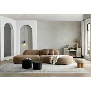 Curved 135" Boucle Sofa with Chaise Lounge - Luxurious