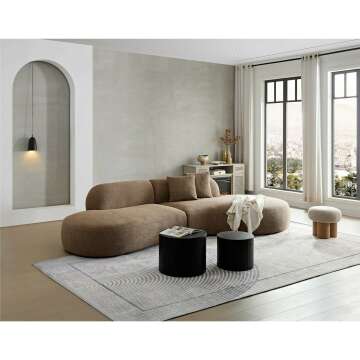 Curved 135" Boucle Sofa with Chaise Lounge - Luxurious