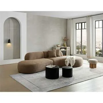 Curved 135" Boucle Sofa with Chaise Lounge - Luxurious