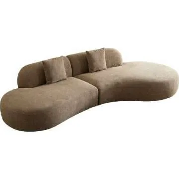 Curved 135" Boucle Sofa with Chaise Lounge - Luxurious