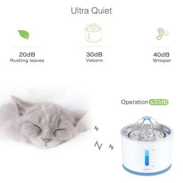 Vekonn Cat Water Fountain Stainless Steel Top, Pet Water Fountain for Small Dog and Cat with LED Light and Water Level Window (Blue)