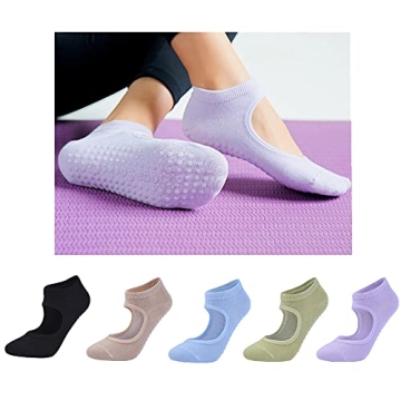 BCRMPT Women's Non-Slip Socks for Yoga and Pilates