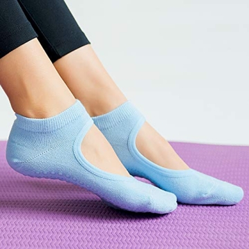 BCRMPT Women's Non-Slip Socks for Yoga and Pilates