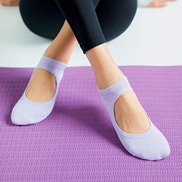 BCRMPT Women's Non-Slip Socks for Yoga and Pilates