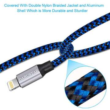 DABUSTAR Nylon Braided Lightning Cable Fast Charging High Speed Data Sync Cord
