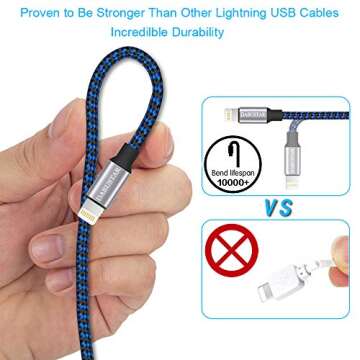 DABUSTAR Nylon Braided Lightning Cable Fast Charging High Speed Data Sync Cord