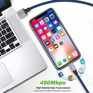 DABUSTAR Nylon Braided Lightning Cable Fast Charging High Speed Data Sync Cord