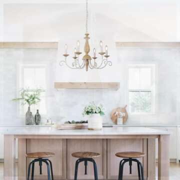 Tescruant Rustic French Country Chandelier Mid Century Modern 6-Lights Candle Style Chandelier Light...