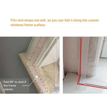 Mellroom Adjustable Window Insulation Kit 47inX63in(120X160cm) for Winter Keep Cold Out,cuttable Transparent Film 180㎛ Thickness,Easy to Open for Ventilation,Reusable Plastic Window wrap