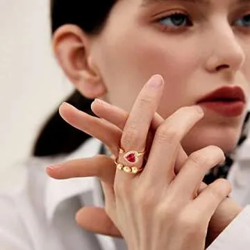 BELLNA 3Pcs Evil Eye Rings for Women 18K Gold Plated Cubic Zirconia Open Ring Set Adjustable Fidget Relieve Anxiety Rings for Women (EvilEye-Golden)