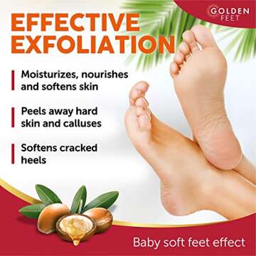 24K Gold Foot Peel Mask - Argan Oil, Aloe Vera, Vitamin A & E Exfoliating Masks - Baby Soft Peeling Socks - for Dead Skin & Dry Feet - Cracked Heels & Rough Calluses Remover - Smooth Foot Repair