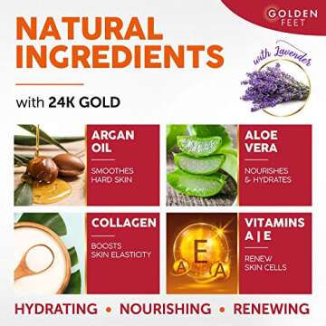 24K Gold Foot Peel Mask - Argan Oil, Aloe Vera, Vitamin A & E Exfoliating Masks - Baby Soft Peeling Socks - for Dead Skin & Dry Feet - Cracked Heels & Rough Calluses Remover - Smooth Foot Repair