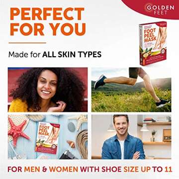 24K Gold Foot Peel Mask - Argan Oil, Aloe Vera, Vitamin A & E Exfoliating Masks - Baby Soft Peeling Socks - for Dead Skin & Dry Feet - Cracked Heels & Rough Calluses Remover - Smooth Foot Repair