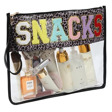 PINGKANGMAOYI Large Leopard Clear Snacks Bag for Women