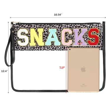 PINGKANGMAOYI Large Leopard Clear Snacks Bag for Women
