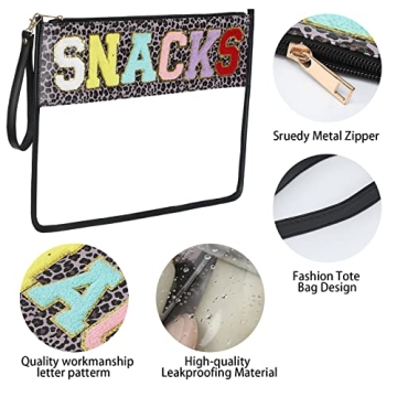 PINGKANGMAOYI Large Leopard Clear Snacks Bag for Women