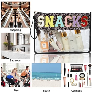 PINGKANGMAOYI Large Leopard Clear Snacks Bag for Women