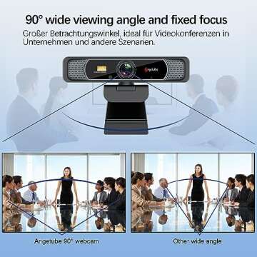 Angetube Webcam 4K - 5X Zoomable Webcam with Remote and Noise-Canceling Mics, Auto Light Correction, Wide Field of View, USB Computer Web Camera Work with MS Teams, Zoom, Google Meet, PC/Mac/Laptop