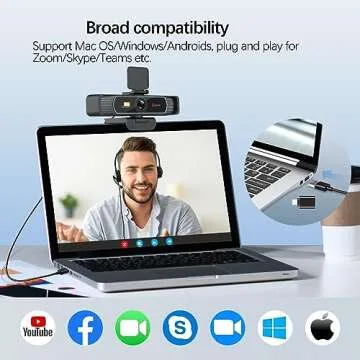Angetube Webcam 4K - 5X Zoomable Webcam with Remote and Noise-Canceling Mics, Auto Light Correction, Wide Field of View, USB Computer Web Camera Work with MS Teams, Zoom, Google Meet, PC/Mac/Laptop