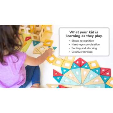 Earthtiles Wooden Magnetic Tiles by Big Future Toys - 100 Piece Set | Montessori Toys | Sensory Toys | Wooden Magnetic Blocks | STEM Building Toys | Wooden Blocks for Toddlers| Toddler Toys Age 3+