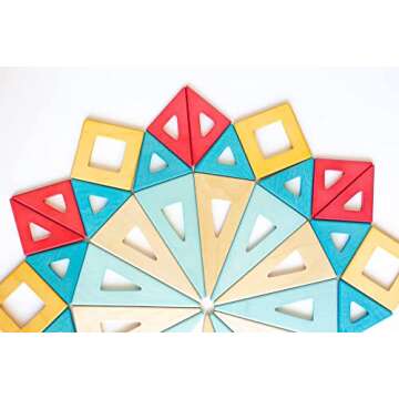 Earthtiles Wooden Magnetic Tiles by Big Future Toys - 100 Piece Set | Montessori Toys | Sensory Toys | Wooden Magnetic Blocks | STEM Building Toys | Wooden Blocks for Toddlers| Toddler Toys Age 3+