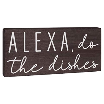 Alexa Do the Dishes Sign - Kitchen Decor - Funny Modern Farmhouse Home Wall Art or Black and White C...