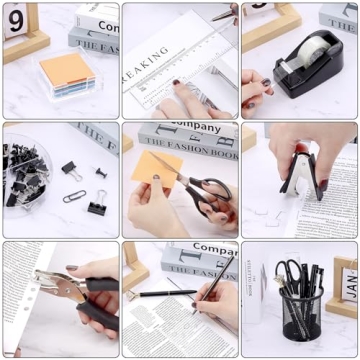 17-in-1 Black Desk Organizer & Office Supplies Set