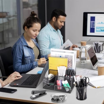 17-in-1 Black Desk Organizer & Office Supplies Set