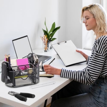 17-in-1 Black Desk Organizer & Office Supplies Set