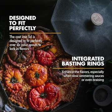 FINEX Cast Iron Skillet Lid with Brass Handle Heirloom