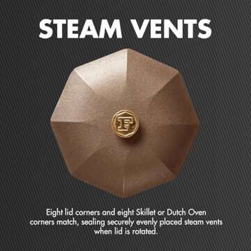 FINEX Cast Iron Skillet Lid with Brass Handle Heirloom