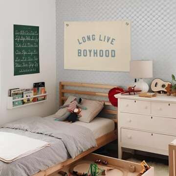 Wheatwin Long Live Boyhood Boys Room Decor - Linen Banner Wall Hanging Canvas Banner Flag Decor for ...