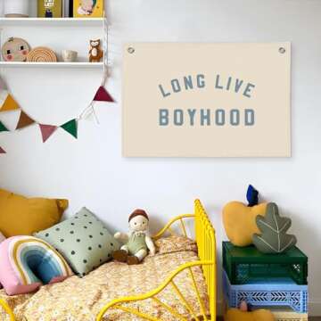 Wheatwin Boys Room Decor - Vibrant Linen Banner Decor