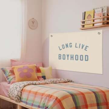 Wheatwin Boys Room Decor - Vibrant Linen Banner Decor