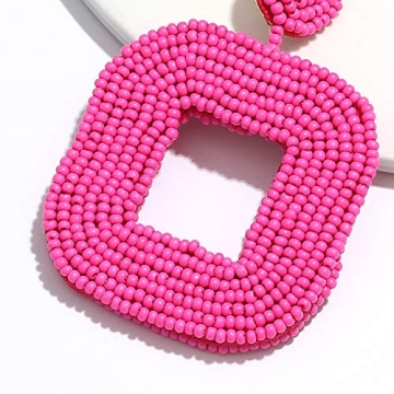 Shop Boderier Hot Pink Beaded Drop Earrings for Summer Style